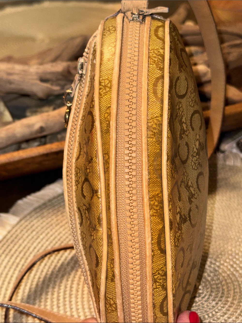 Celine Brown Monogram Crossbody with Tan Trim - Picture 4 of 13
